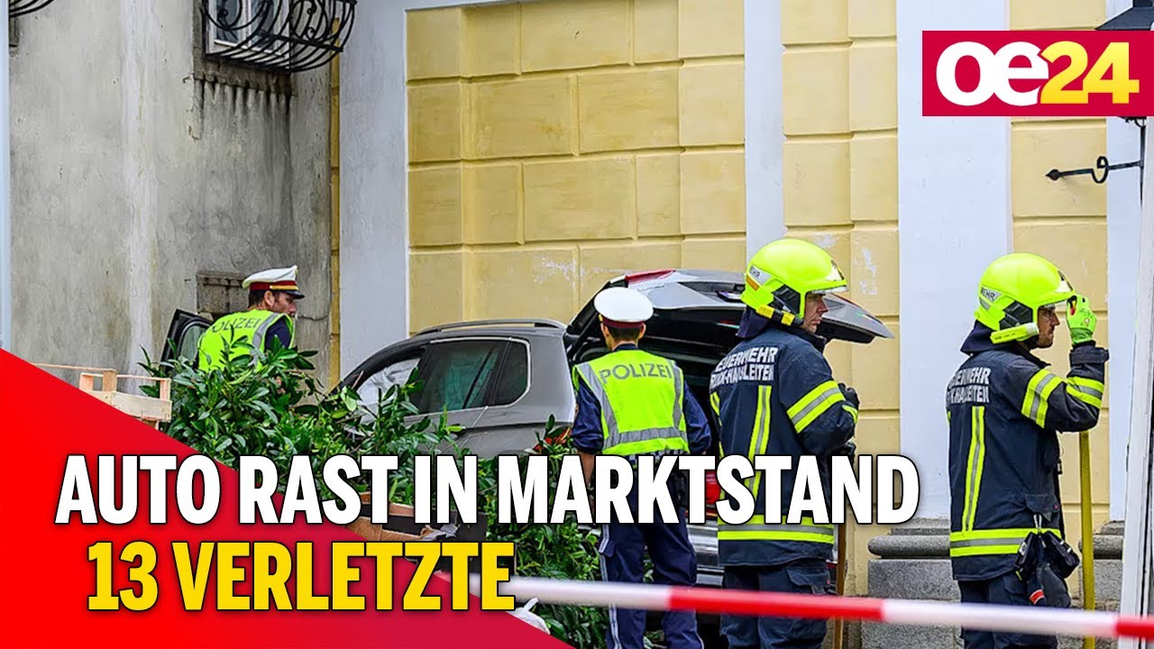 OÖ: Auto rast in Marktstand - 13 Verletzte